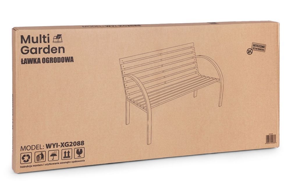 Ławka ogrodowa drewniana MultiGarden 122 cm – Stalowa konstrukcja | Klasyczny design parkowy 260 kg - obrazek 2