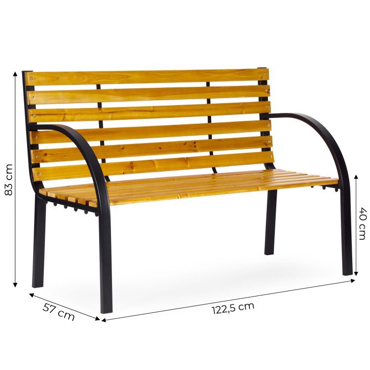 Ławka ogrodowa drewniana MultiGarden 122 cm – Stalowa konstrukcja | Klasyczny design parkowy 260 kg - obrazek 3