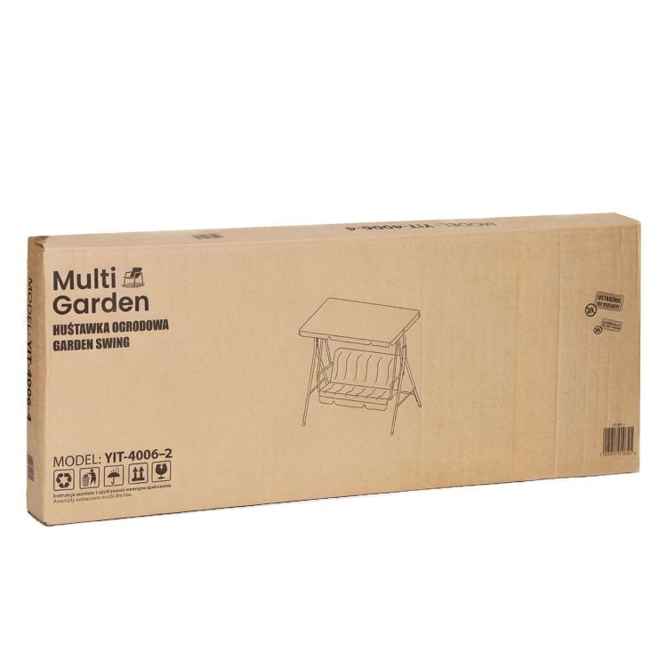 Huśtawka ogrodowa MultiGarden 3-osobowa Brązowa | Stalowa konstrukcja | Tkanina Oxford 600D | 260 kg - obrazek 11