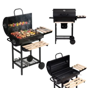 Grill węglowy ogrodowy MultiGarden – Termometr | Popielnik | Drewniane półki | Ruszt XXL