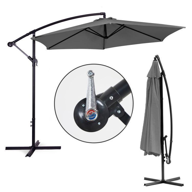 Parasol ogrodowy na wysięgniku MultiGarden 300 cm – Regulacja kąta | Średnica 3 m | Szary Modern