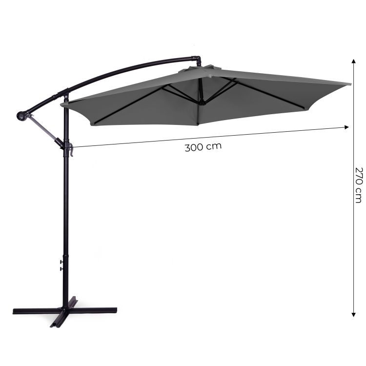 Parasol ogrodowy na wysięgniku MultiGarden 300 cm – Regulacja kąta | Średnica 3 m | Szary Modern - obrazek 9