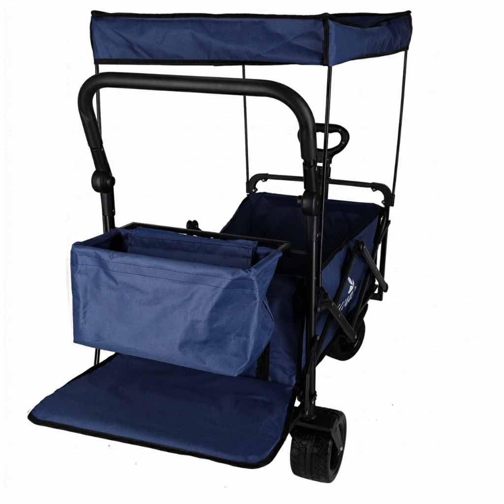 Wózek transportowy Luaro 120L – Terenowe koła Tank Wheel | Daszek UV | Składany | Granatowy - obrazek 7
