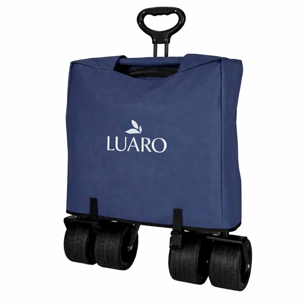 Wózek transportowy Luaro 120L – Terenowe koła Tank Wheel | Daszek UV | Składany | Granatowy - obrazek 16