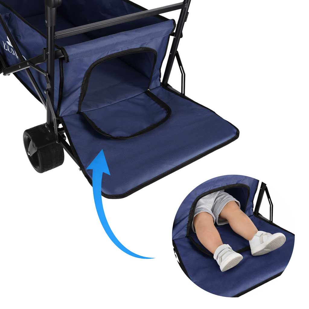 Wózek transportowy Luaro 120L – Terenowe koła Tank Wheel | Daszek UV | Składany | Granatowy - obrazek 11